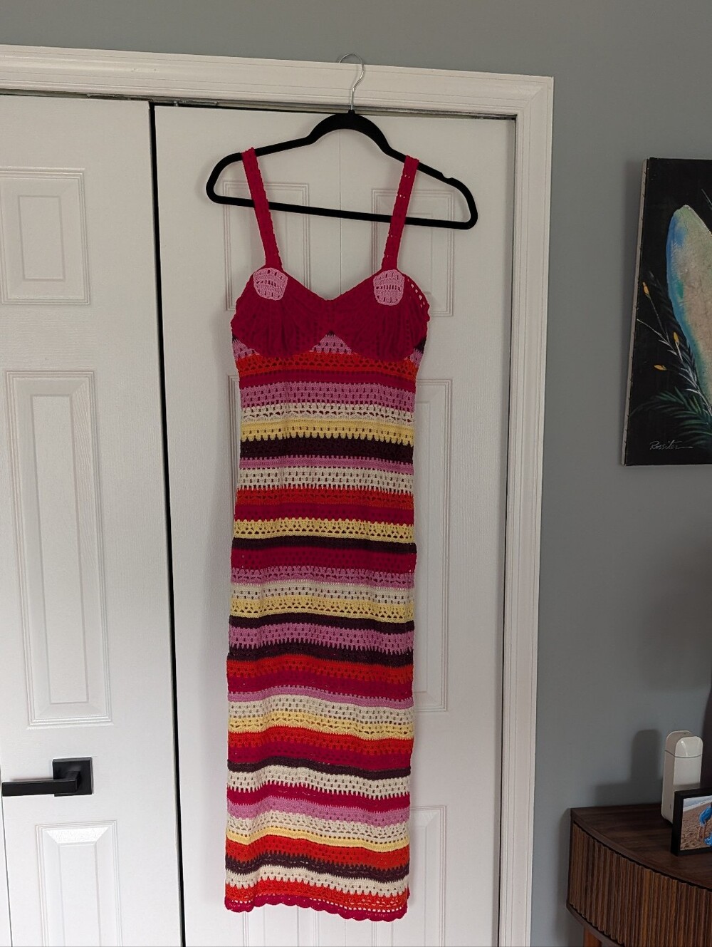 Farm Rio Flower Colorful Crochet Midi Dress - Picture 8 of 15